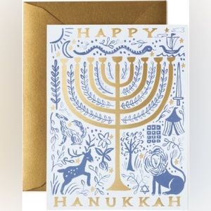 RIFLE PAPER COMPANY 8 PACK 12 TRIBES HANUKKAH CARDS GOLD ENVELOPES NWT